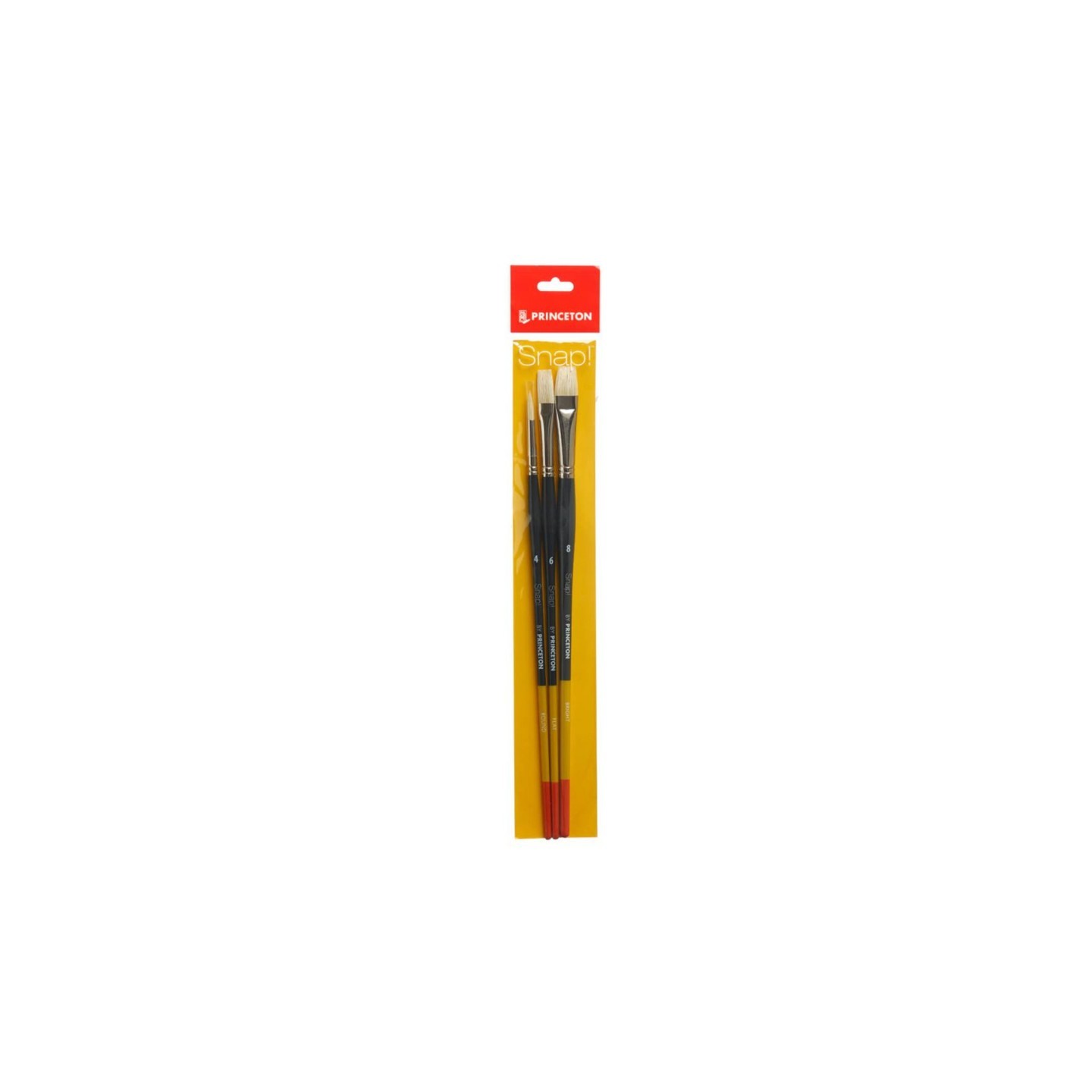 Princeton Snap! Brush Set No. 4, Natural Bristles, Long Handle Acrylic & Oil Paintbrush, Multicolor, 3 Pieces