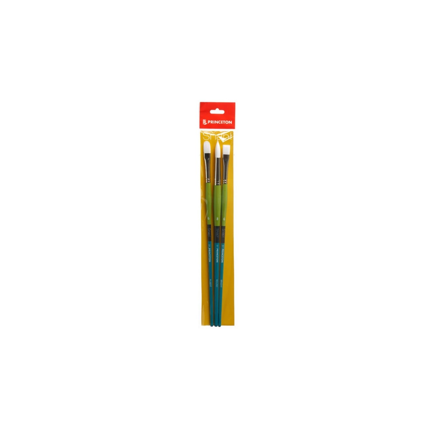 Princeton Snap! Brush Set No. 5, Synthetic Bristles, Long Handle Acrylic & Oil Paintbrush, Multicolor, 3 Pieces