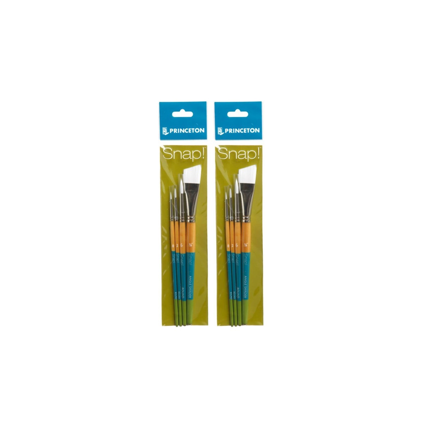 Princeton Snap! Brush Set No. 3, Synthetic Bristles, Short Handle Mixed Media Paintbrush, Multicolor, 4 Per Set, 2 Sets