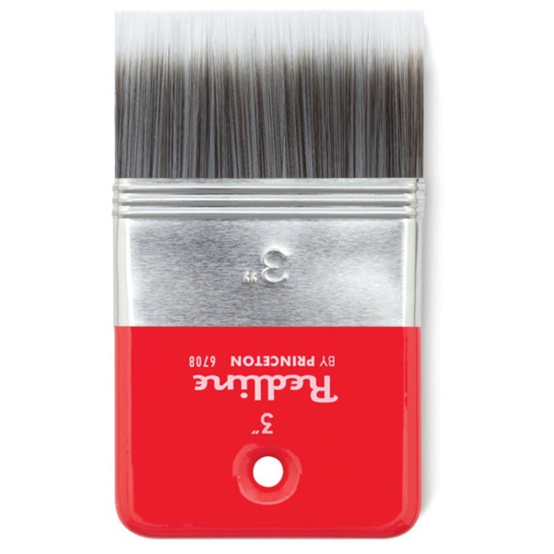 Princeton Redline Flat Brush, Synthetic Bristles, Short Handle Mixed Media Paintbrush, Red, Size 3 inch, 1 Count