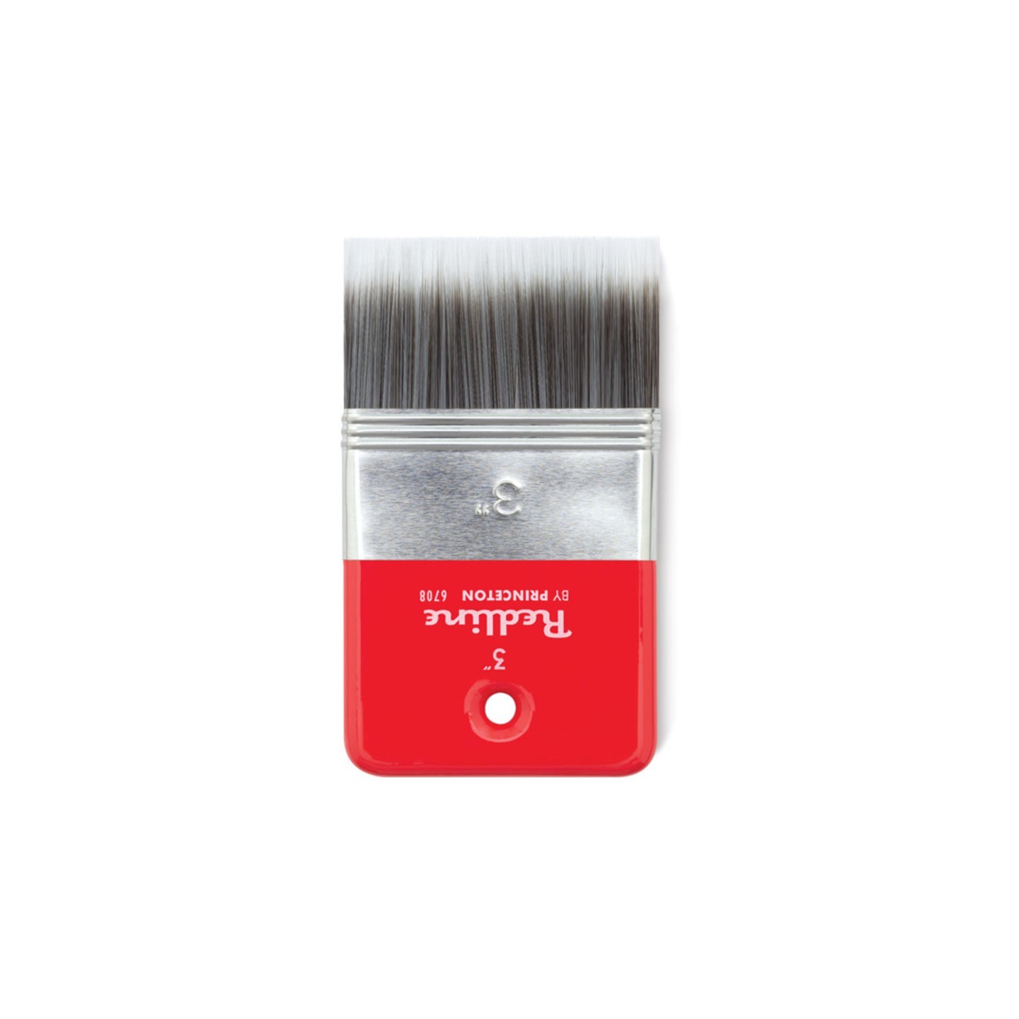 Princeton Redline Flat Brush, Synthetic Bristles, Short Handle Mixed Media Paintbrush, Red, Size 3 inch, 1 Count