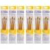 Princeton RealValue Round Brush Set, Camel Bristles, Short Handle Mixed Media Paintbrush, Yellow, 3 Per Set, 6 Sets