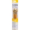 Princeton RealValue Brush Set, Natural Bristles, Short Handle Mixed Media Paintbrush, Yellow, 3 Pieces