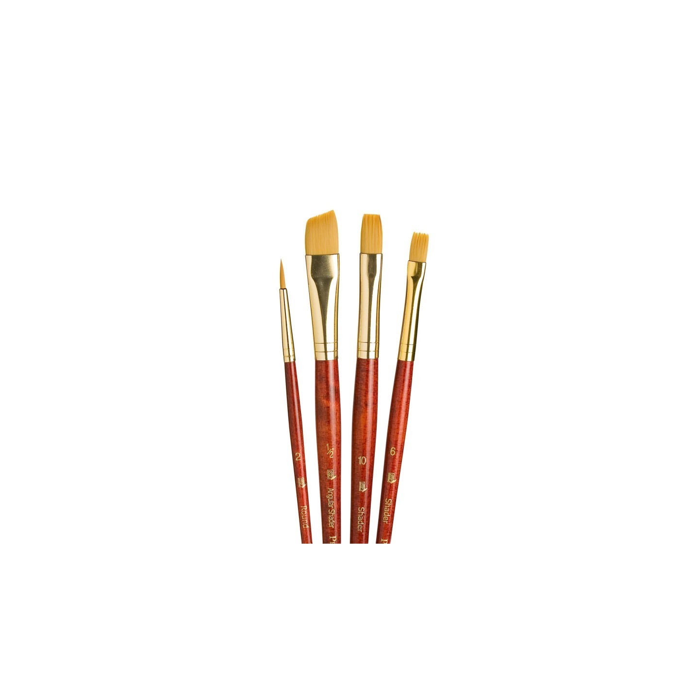 Princeton RealValue Brush Set, Gold Taklon Bristles, Short Handle Mixed Media Paintbrush, Red, 4 Pieces