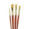 Princeton RealValue Brush Set, Gold Taklon Bristles, Short Handle Mixed Media Paintbrush, Red, 4 Pieces