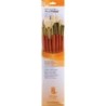 Princeton RealValue Brush Set, Natural Bristles, Long Handle Mixed Media Paintbrush, Orange, 7 Pieces