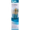 Princeton RealValue Brush Set, Gold Taklon Bristles, Short Handle Mixed Media Paintbrush, Blue, 4 Pieces