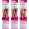 Princeton RealValue Brush Set, Natural Bristles, Short Handle Mixed Media Paintbrush, Pink, 4 Per Set, 3 Sets