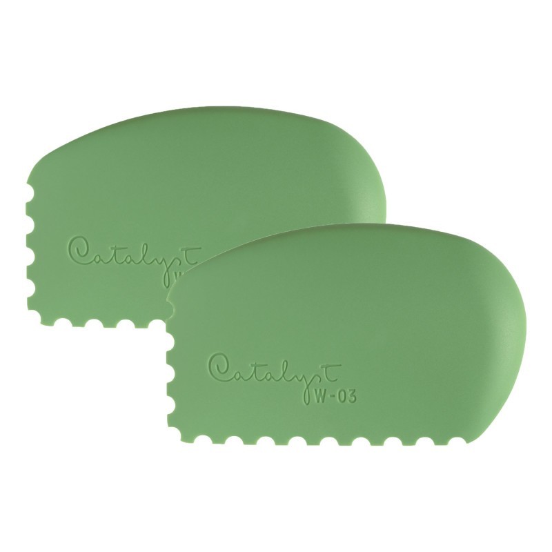 Princeton Catalyst Tool Wedge, Silicone, Mixed Media Paintbrush, Green, Size 3, Pack of 2