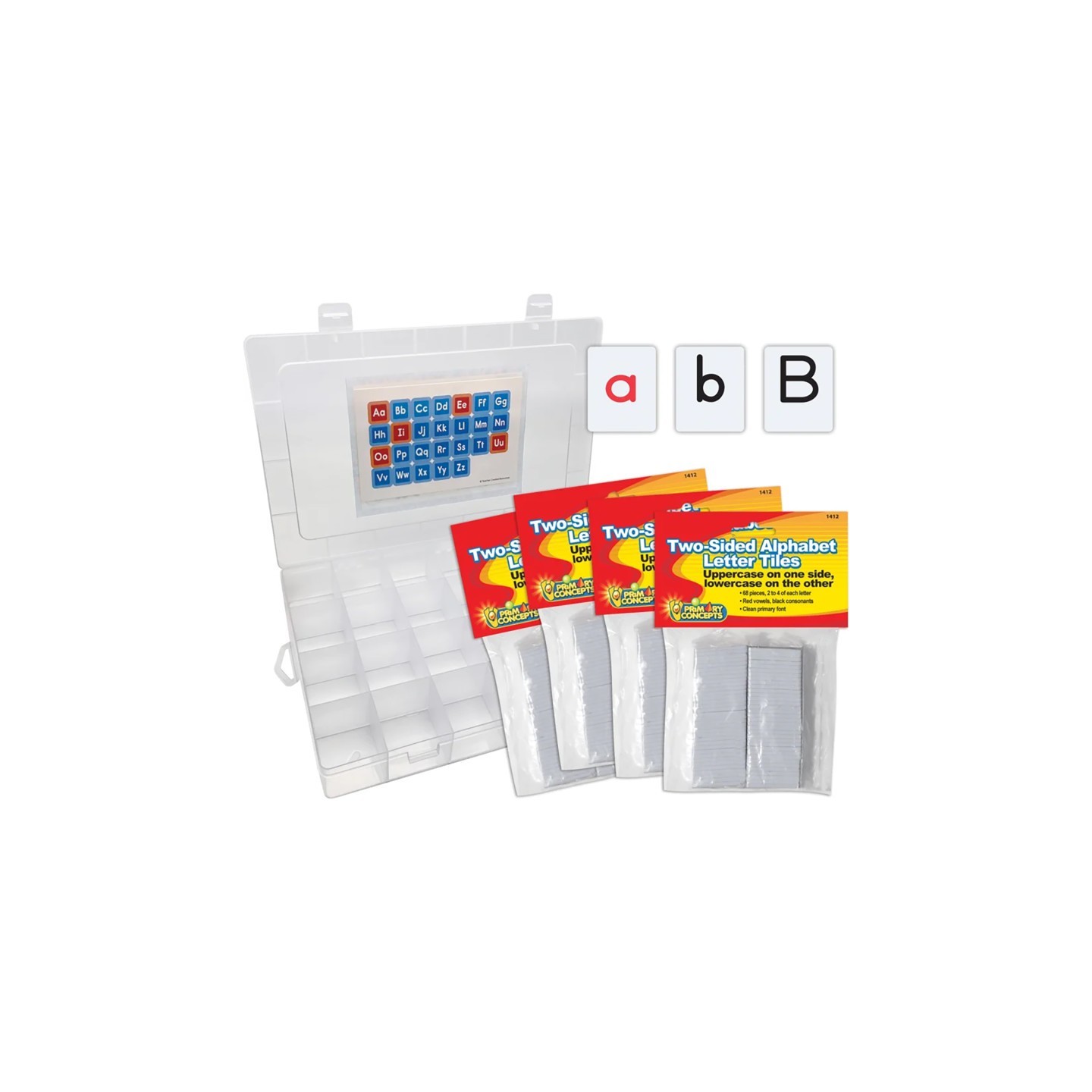 Primary Concepts™ Two-Sided Alphabet Letter Tiles, 4 Sets, 272 Pieces