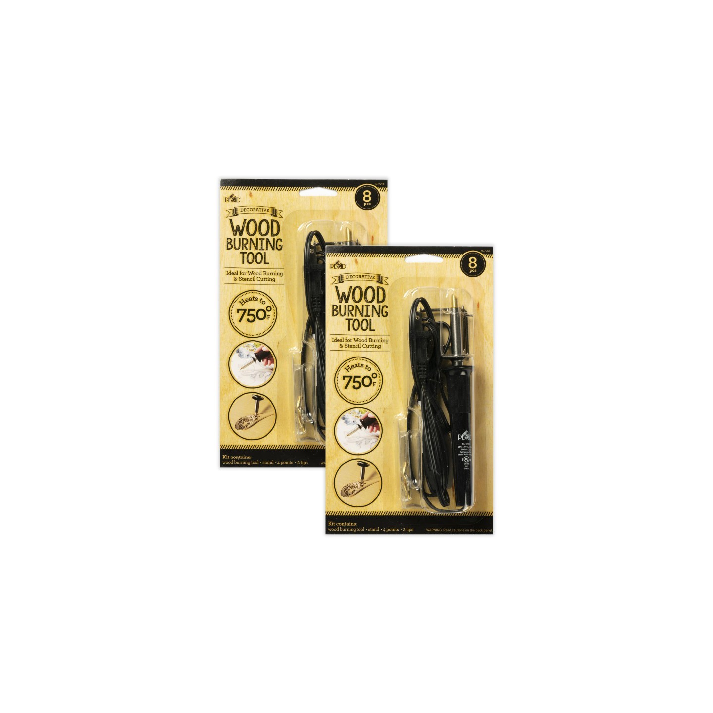 Plaid Decorative Wood Burning Tool Set, 8 Pieces Per Set, 2 Sets