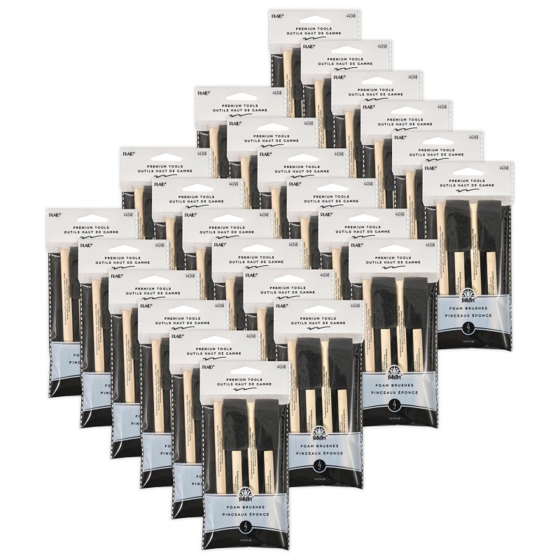 Plaid Foam Brushes, 1", 4 Per Set, 24 Sets