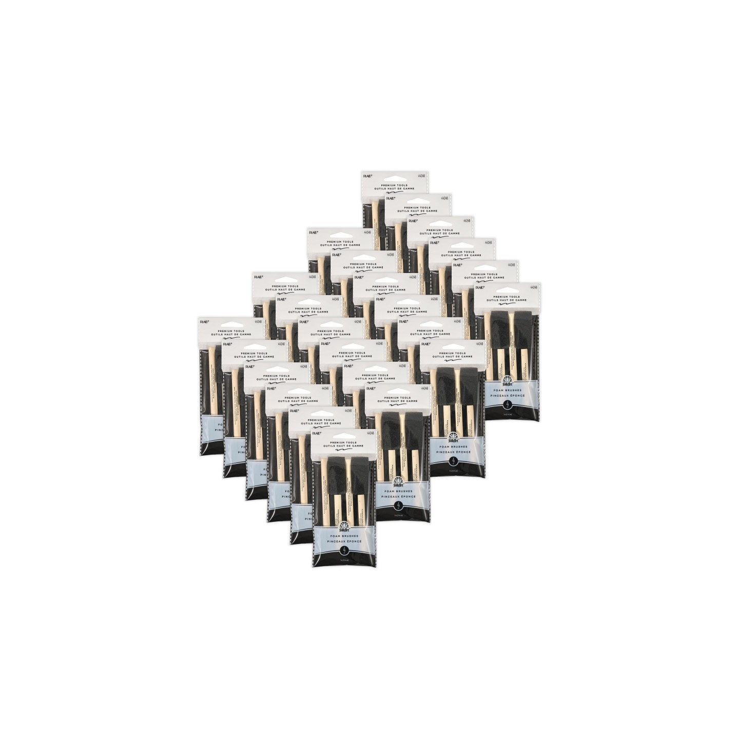 Plaid Foam Brushes, 1", 4 Per Set, 24 Sets