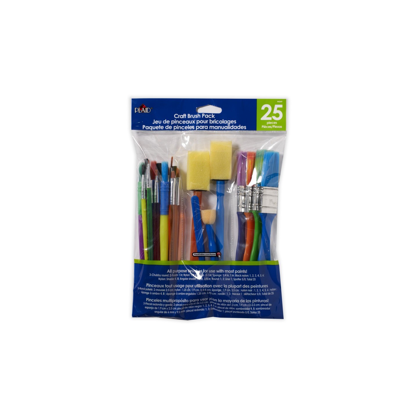 Plaid Craft Brush Pack, Assorted Shapes & Sizes, 25-Piece Set