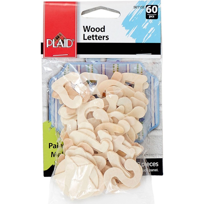 Plaid 1" Wood Letters, 60 Pieces