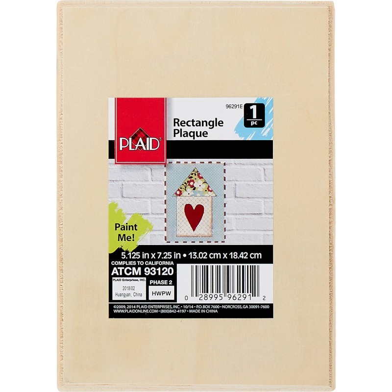 Plaid Wood Plaque, Rectangle, 7.25" x 5"