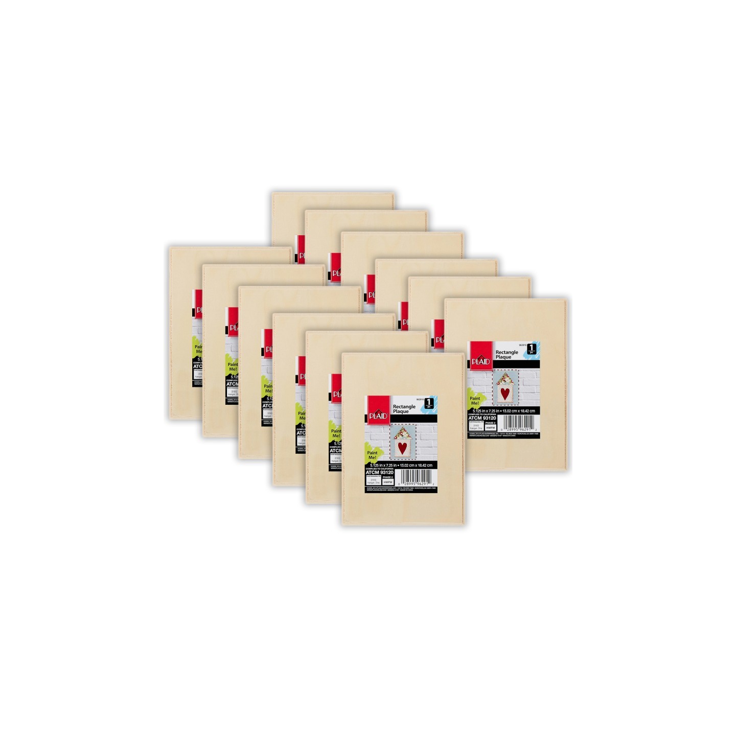 Plaid Wood Plaque, Rectangle, 7.25" x 5", Pack of 12