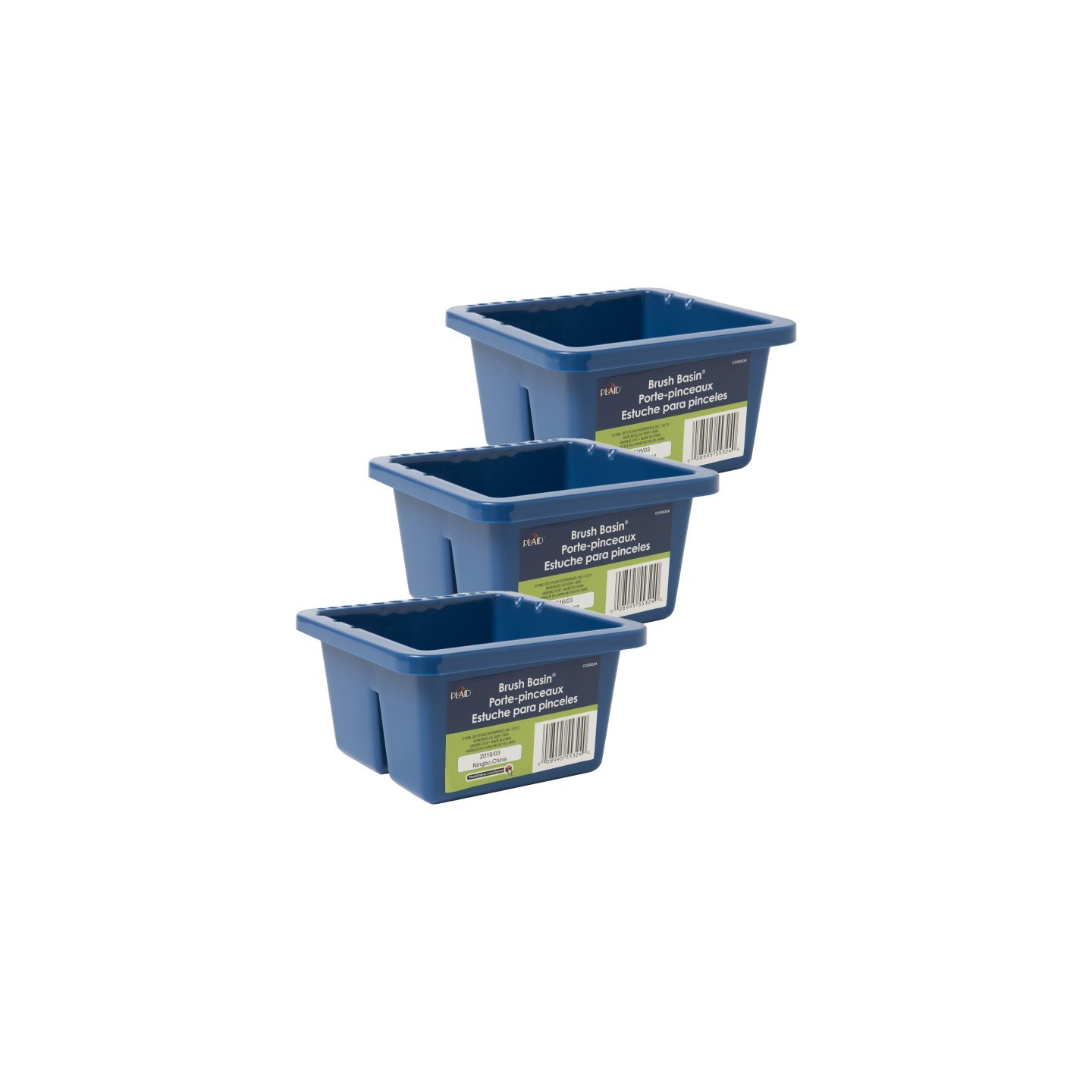 Plaid Brush Basin, Pack of 3