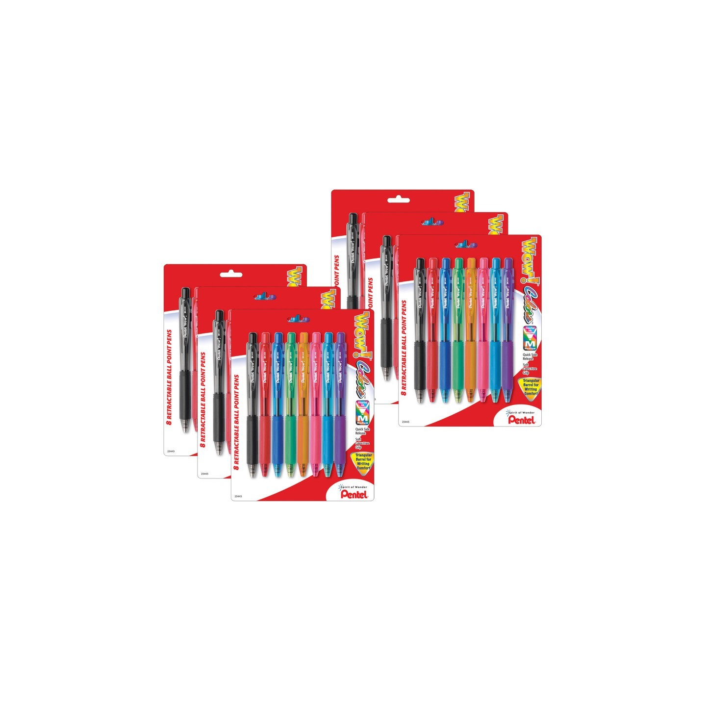 Pentel® WOW!™ Retractable Ball Point Pens, Assorted, 8 Per Pack, 6 Packs