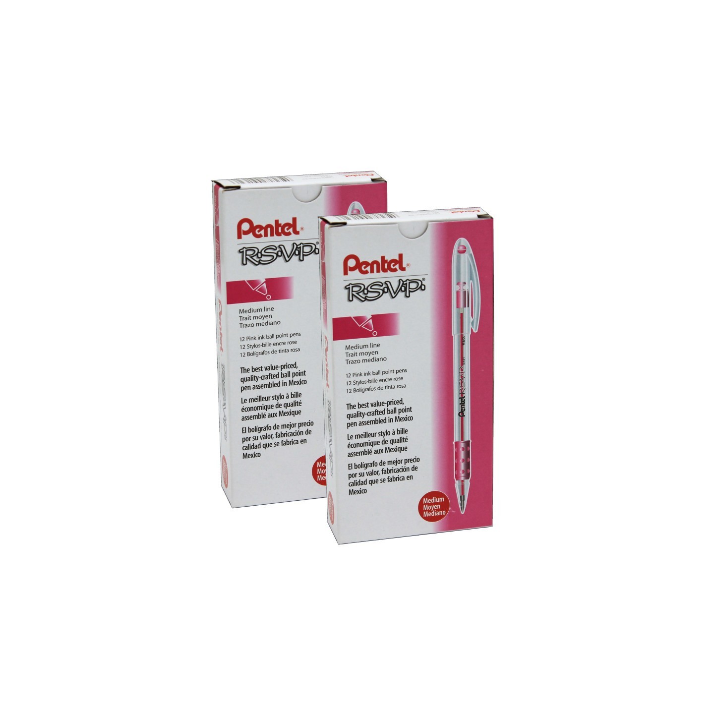 Pentel® R.S.V.P.® Ballpoint Pen, Medium Point, Pink, Pack of 24