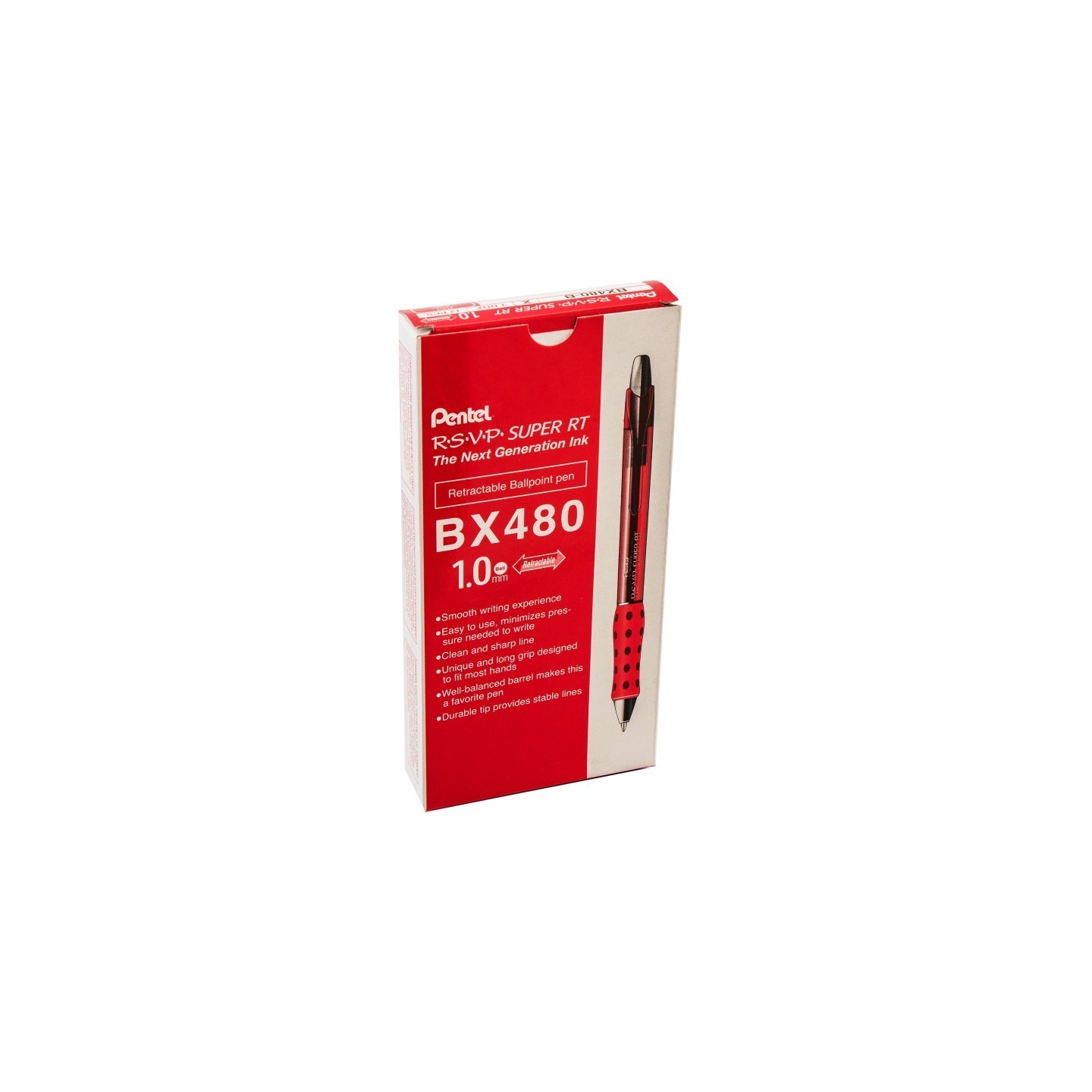 Pentel® R.S.V.P.® Super RT Retractable Ballpoint Pen, Red, Pack of 12