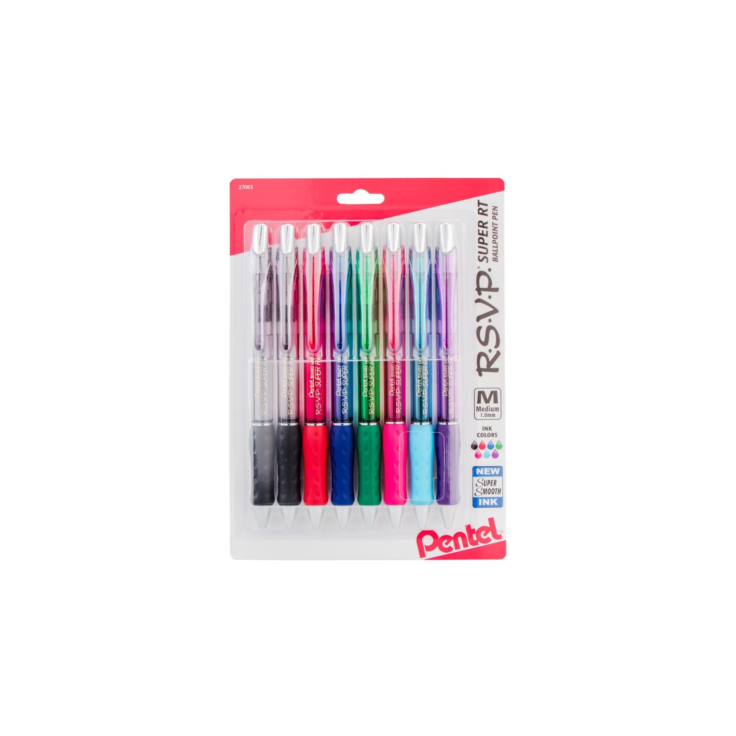 Pentel® R.S.V.P.® Super RT Retractable Ballpoint Pen, Assorted, Pack of 8