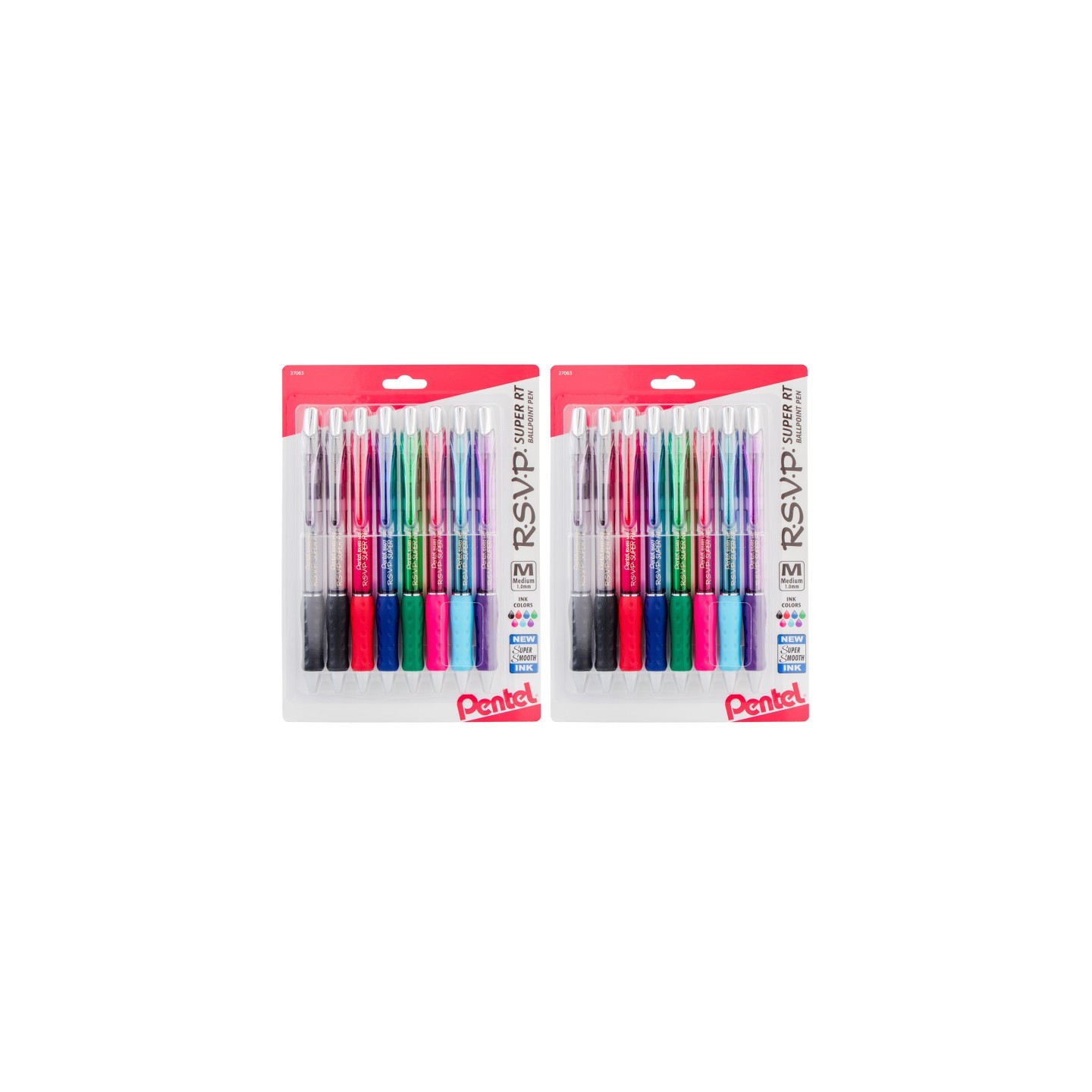Pentel® R.S.V.P.® Super RT Retractable Ballpoint Pen, Assorted, 8 Per Pack, 2 Packs