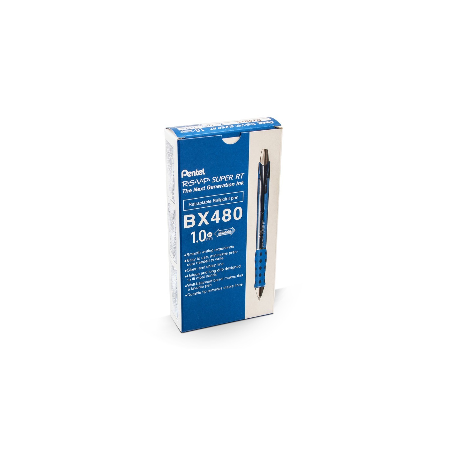 Pentel® R.S.V.P.® Super RT Retractable Ballpoint Pen, Blue, Pack of 12