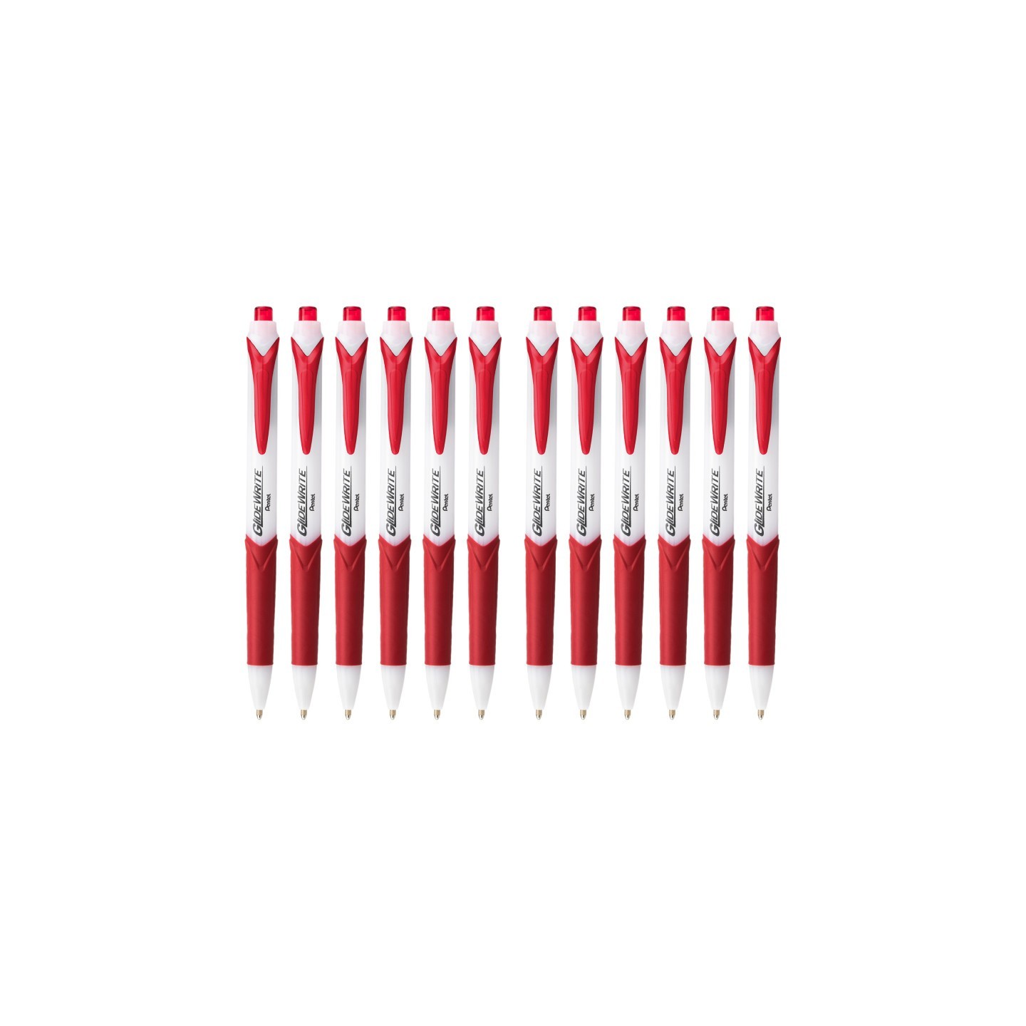 Pentel® GlideWrite Ballpoint Pen with TechniFlo Ink, (1.0mm) Medium Line, Red, 1 Dozen