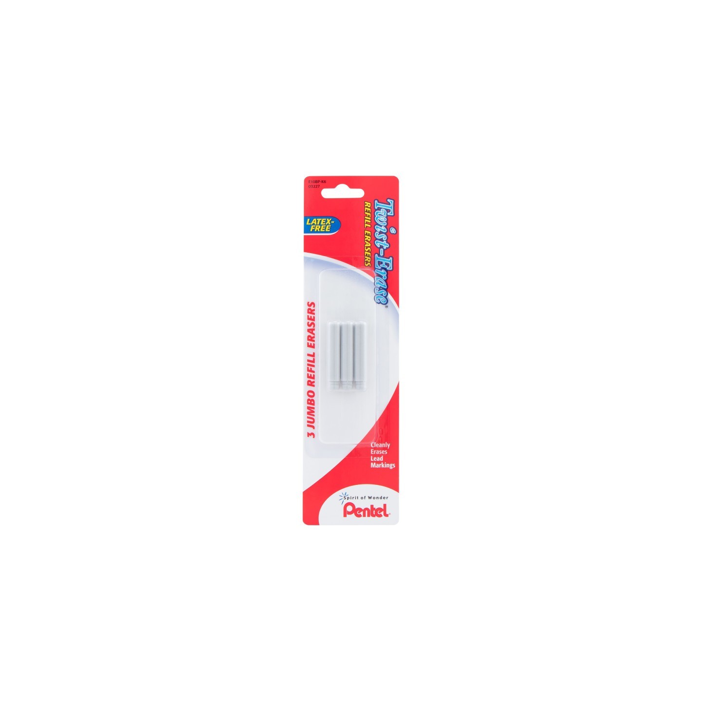 Pentel® Refill Eraser For Pentel Twist-Erase Series Pencils, 3 Per Pack, 6 Packs