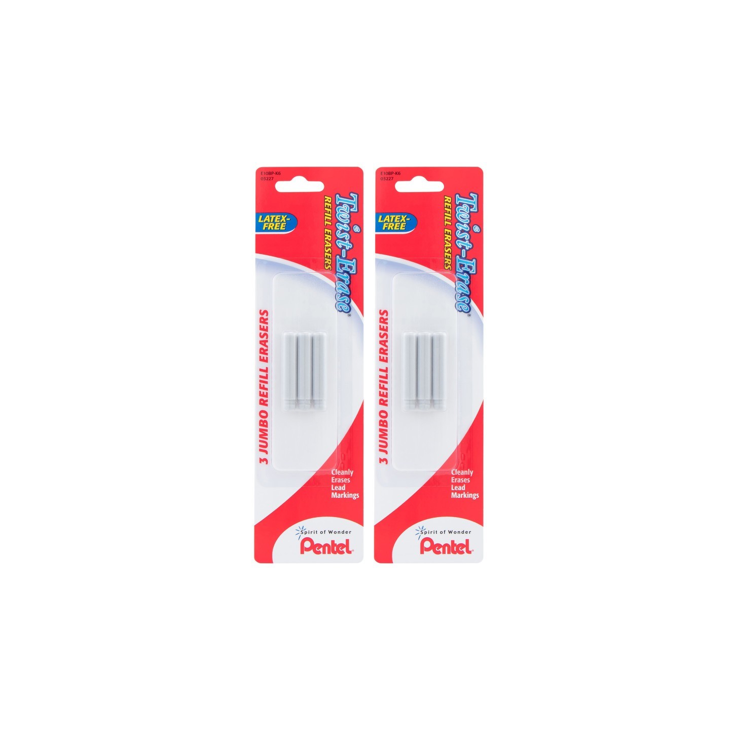 Pentel® Refill Eraser For Pentel Twist-Erase Series Pencils, 18 Per Pack, 2 Packs