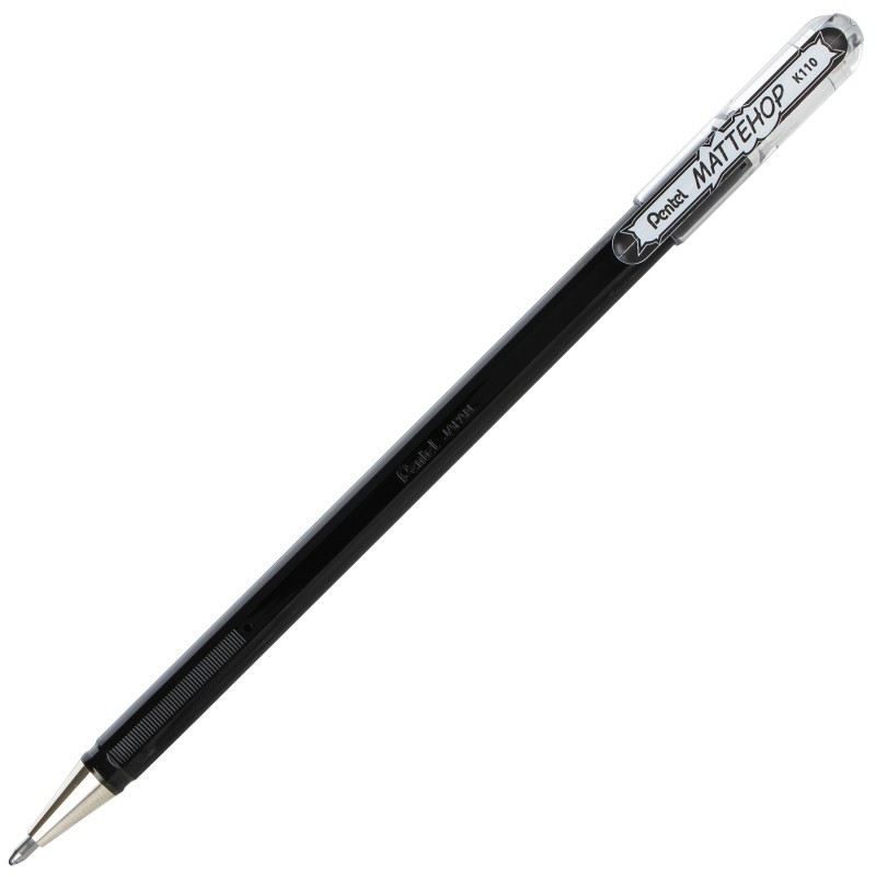 Pentel Arts Hybrid MATTEHOP Gel Roller, 1.0mm, Matte Black Ink, Pack of 12