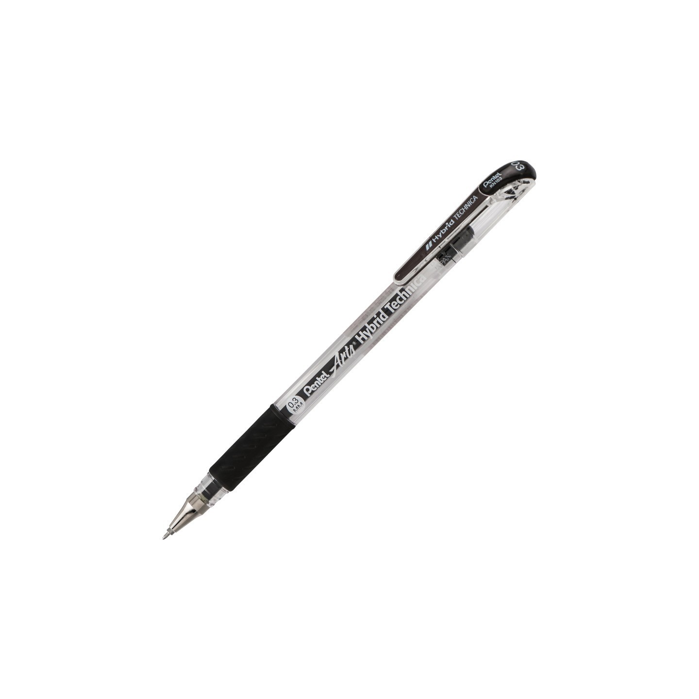 Pentel Arts Hybrid Technica (0.3mm) Gel Pen, Black Ink, Pack of 12