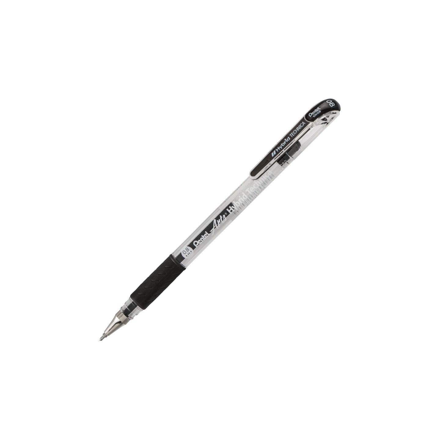 Pentel Arts Hybrid Technica (0.8mm) Gel Pen, Black, Pack of 12