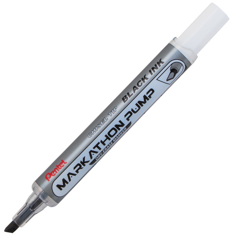 Pentel® Markathon Pump Dry Erase Marker, Chisel Tip, Black Ink, 1 Dozen