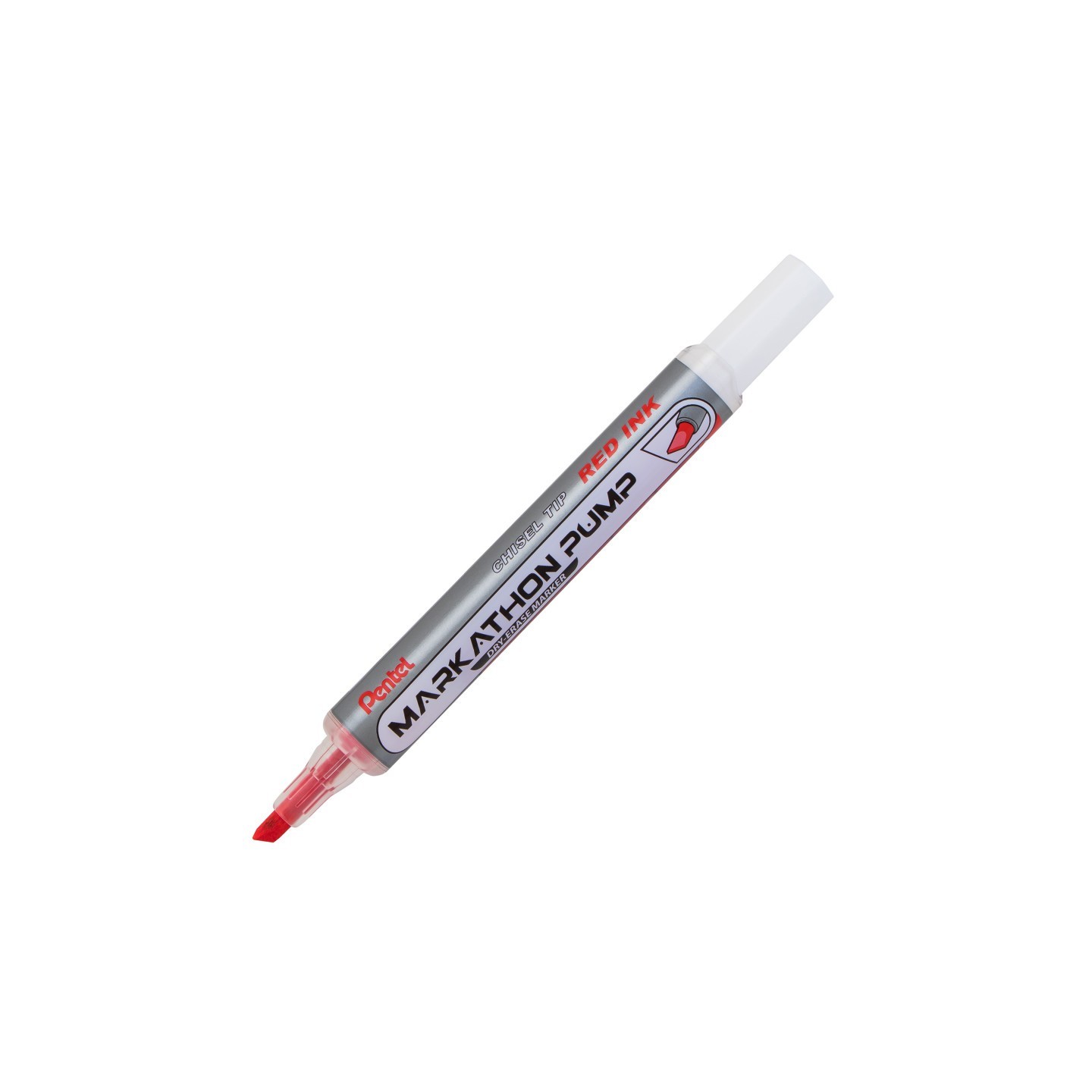 Pentel® Markathon Pump Dry Erase Marker, Chisel Tip, Red Ink, 1 Dozen