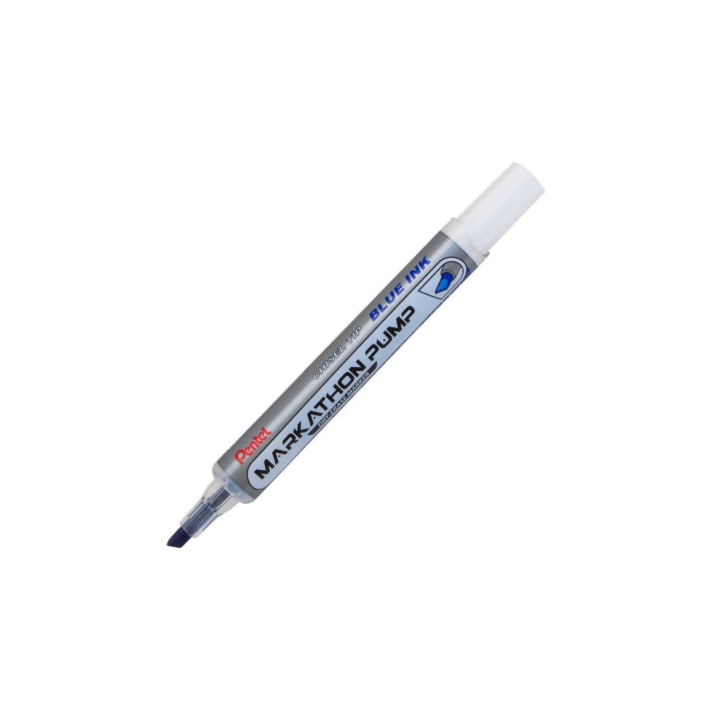 Pentel® Markathon Pump Dry Erase Marker, Chisel Tip, Blue Ink, 1 Dozen