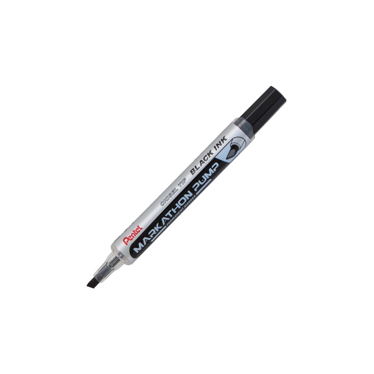 Pentel® Markathon Pump Permanent Marker, Chisel Tip, Black Ink, 1 Dozen
