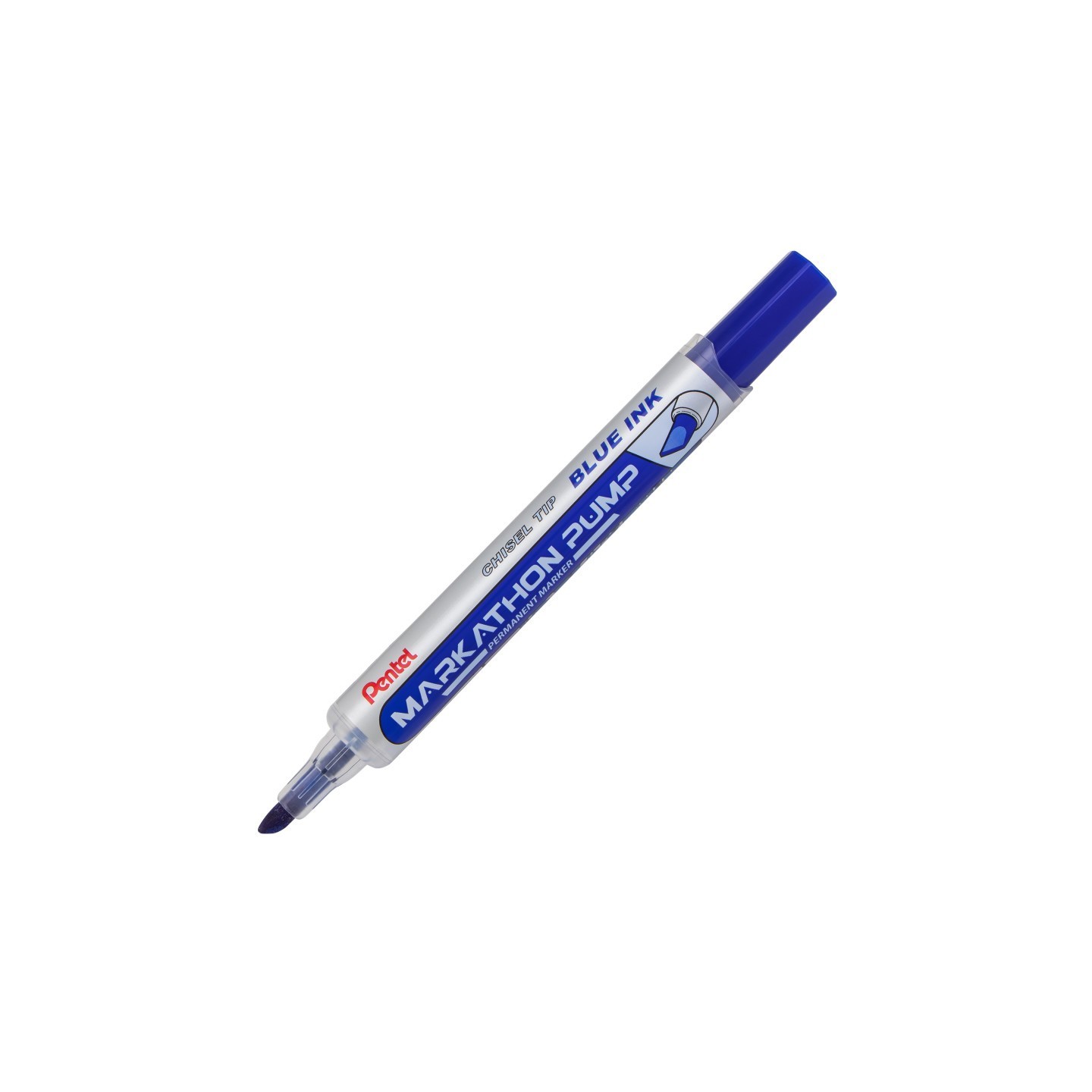 Pentel® Markathon Pump Permanent Marker, Chisel Tip, Blue Ink, 1 Dozen