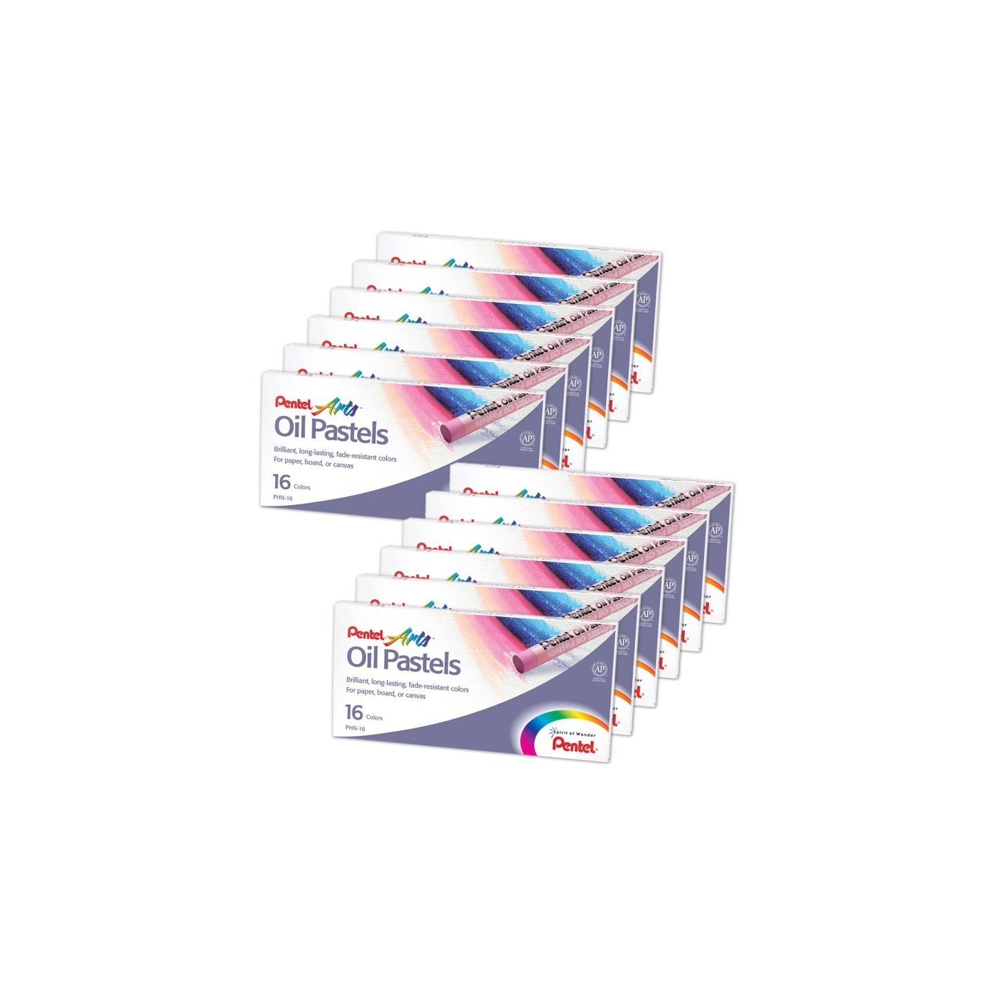Pentel® Oil Pastel Set, 16 Colors, 12 Sets