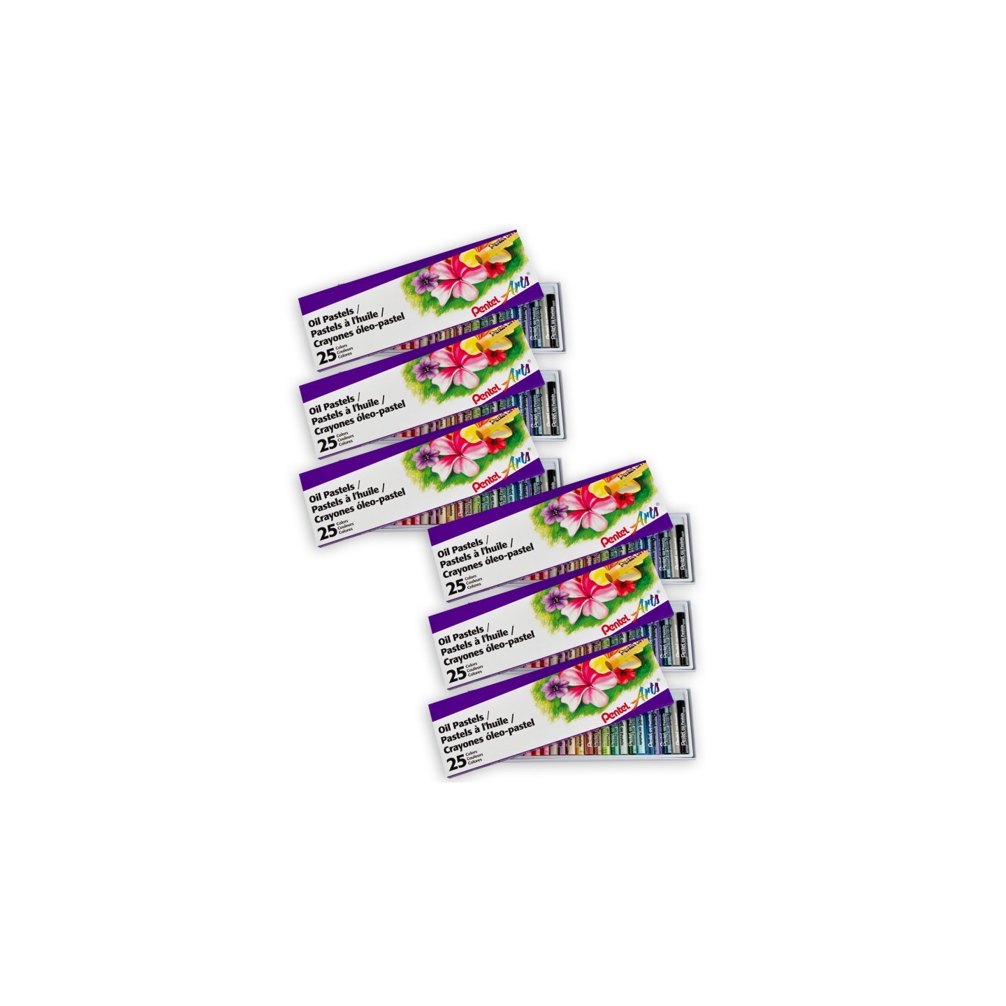 Pentel® Oil Pastel Set, 25 Colors, 6 Sets