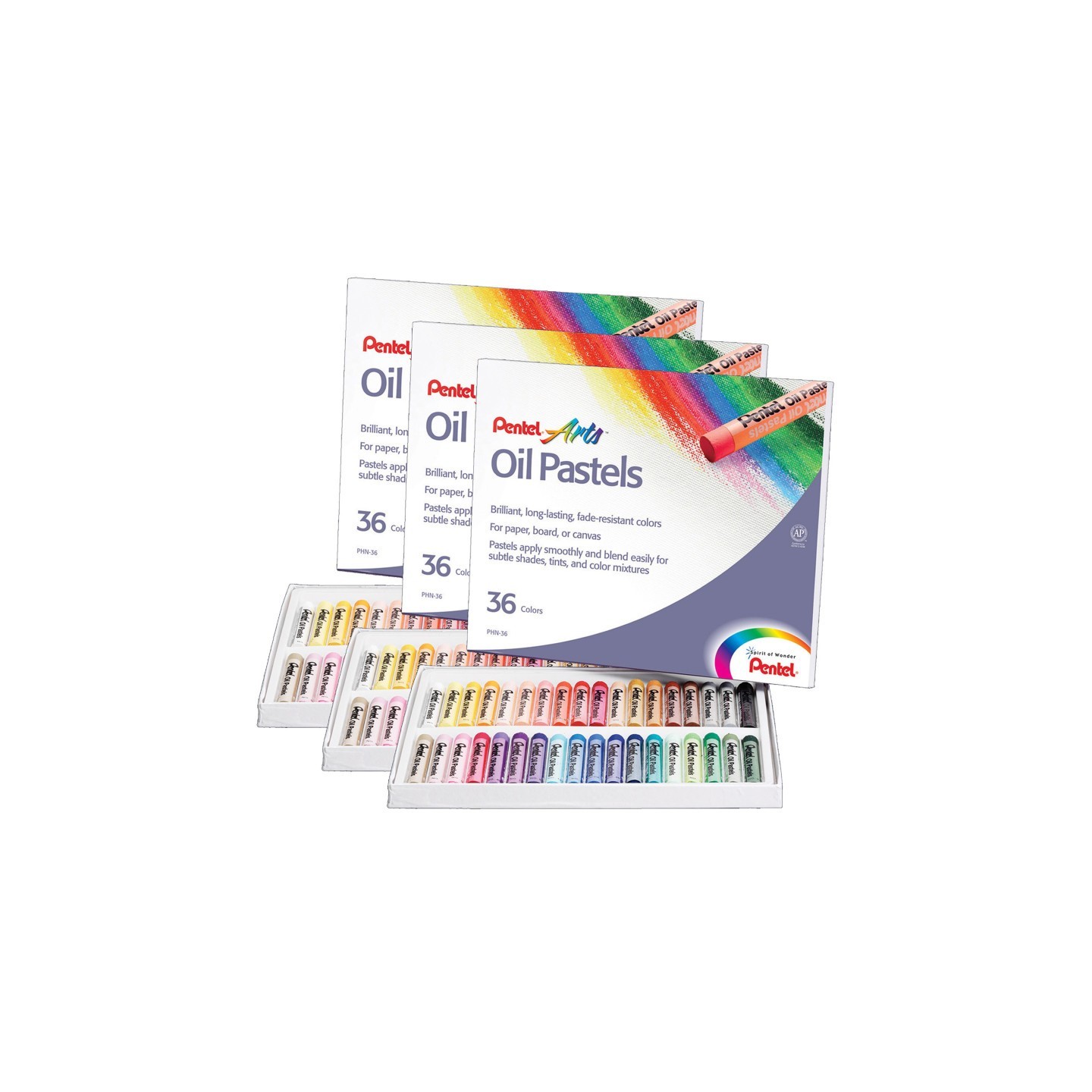 Pentel® Oil Pastel Set, 36 Colors, 3 Sets