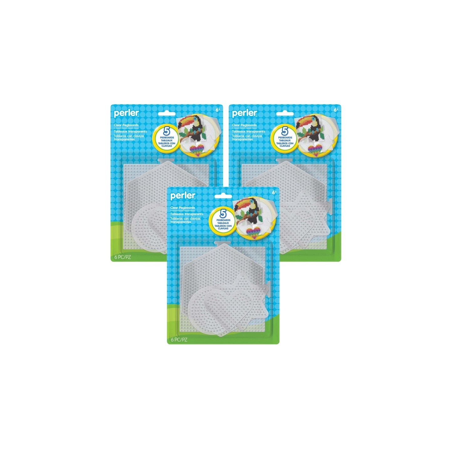 Perler™ Small & Large Basic Shapes Clear Pegboards, 5 Per Pack, 3 Packs