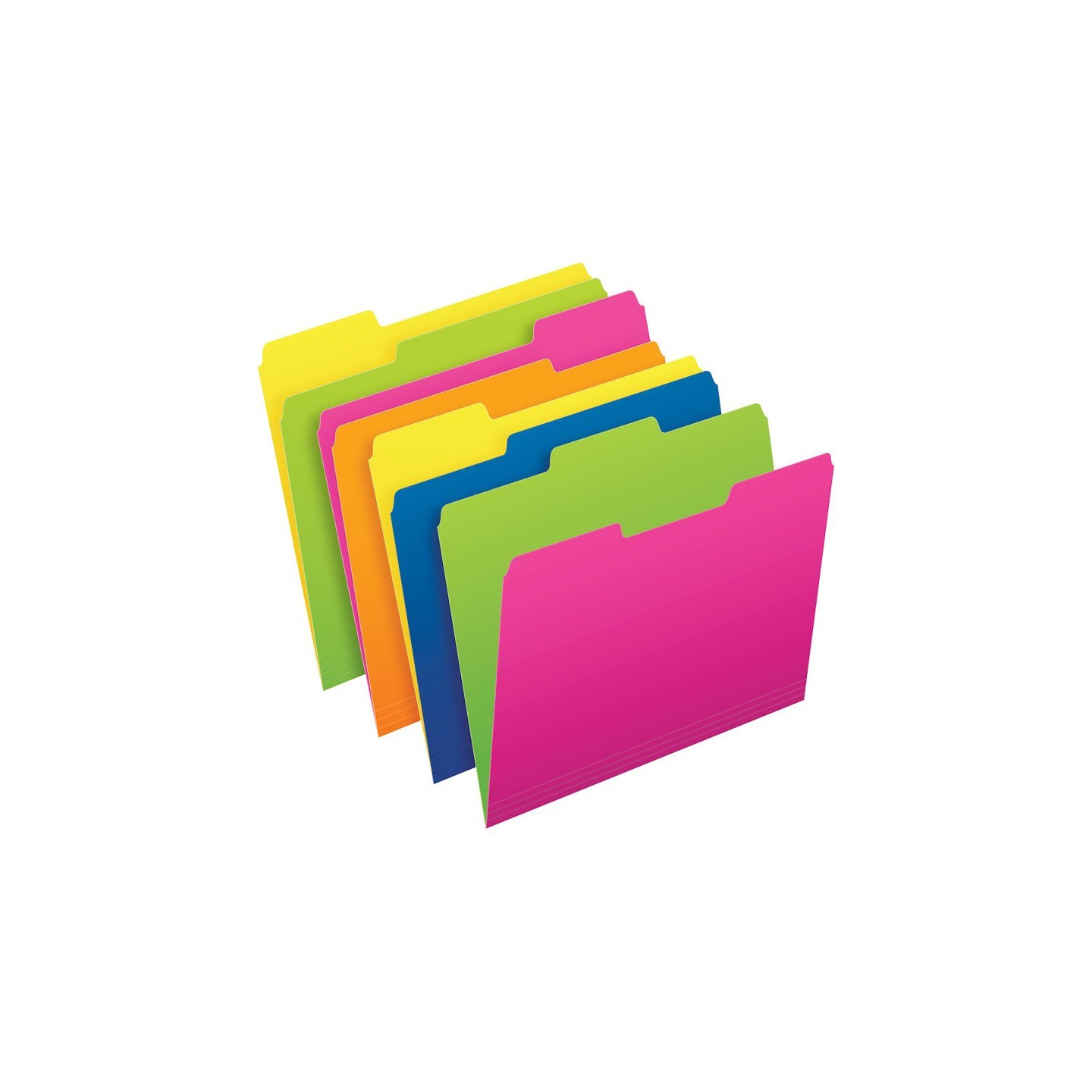 Pendaflex® Twisted Glow File Folders, Letter Size, Assorted Colors, 1/3 Cut, Pack of 12
