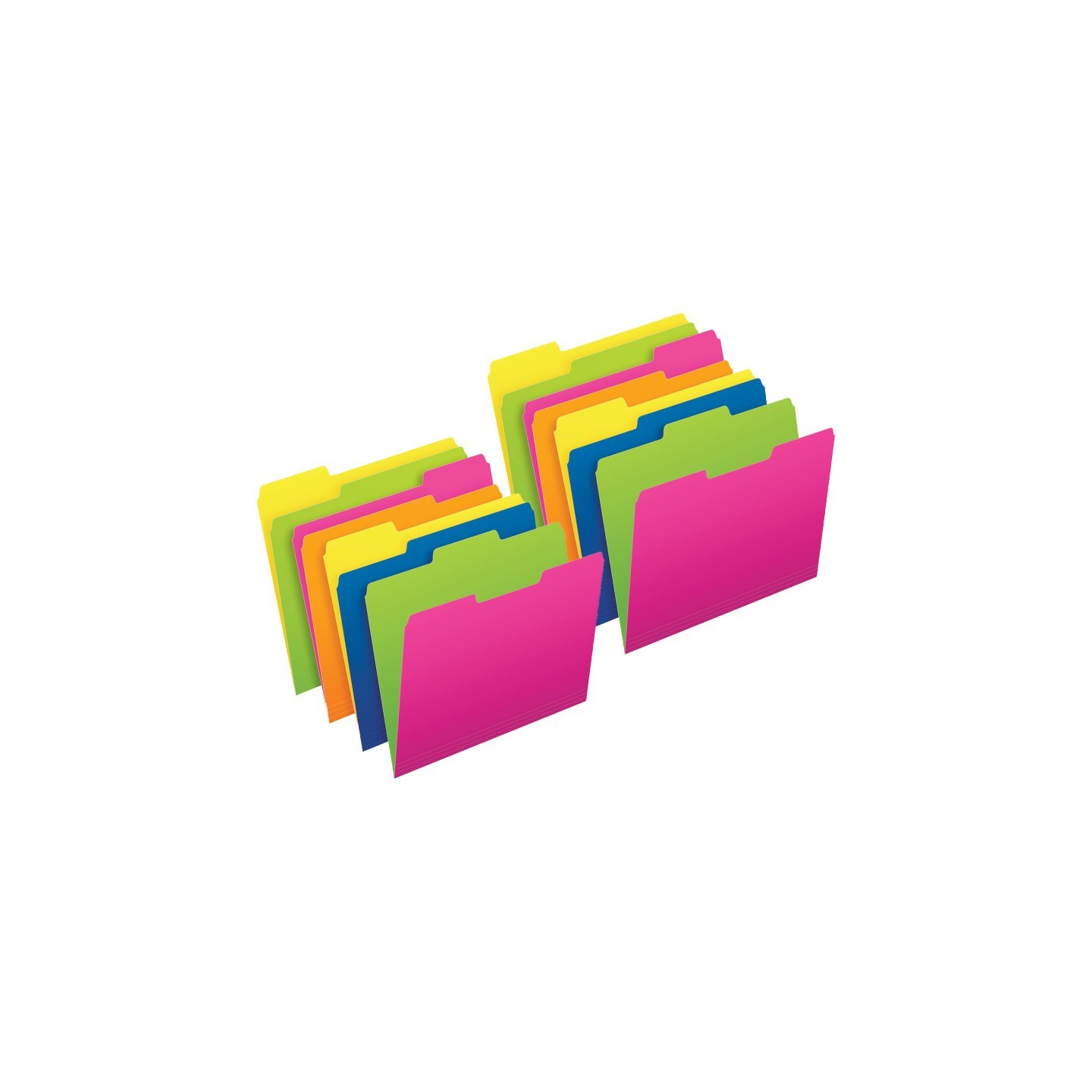 Pendaflex® Twisted Glow File Folders, Letter Size, Assorted Colors, 1/3 Cut, 12 Per Pack, 2 Packs