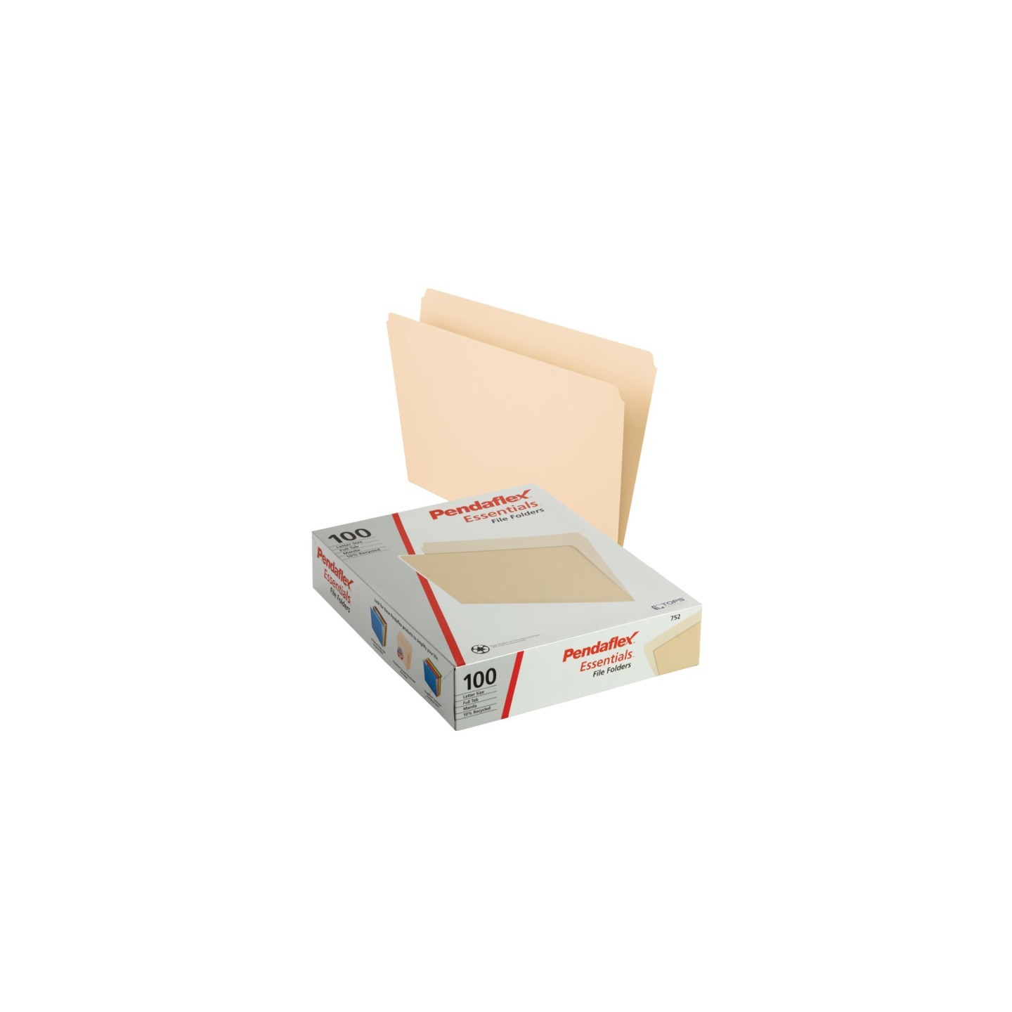Pendaflex® File Folders, Letter Size, Manila, Straight Cut, Box of 100