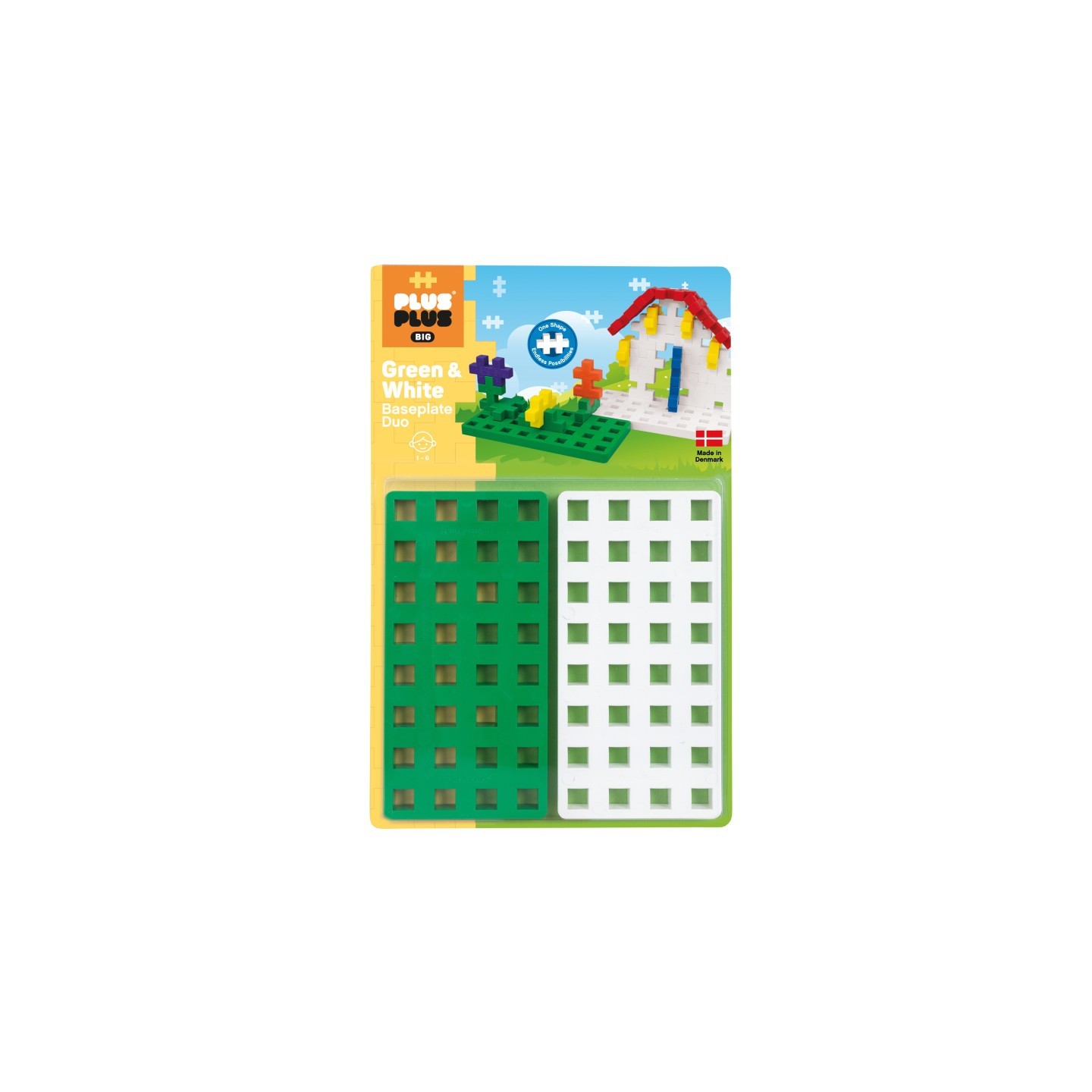 Plus-Plus® Building Blocks Big Baseplate Duo, Green & White, Pack of 2