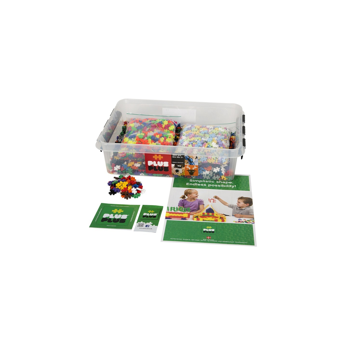 Plus-Plus® Building Blocks School Set, Basic, Neon, & Pastel Colors, 3600 Pieces