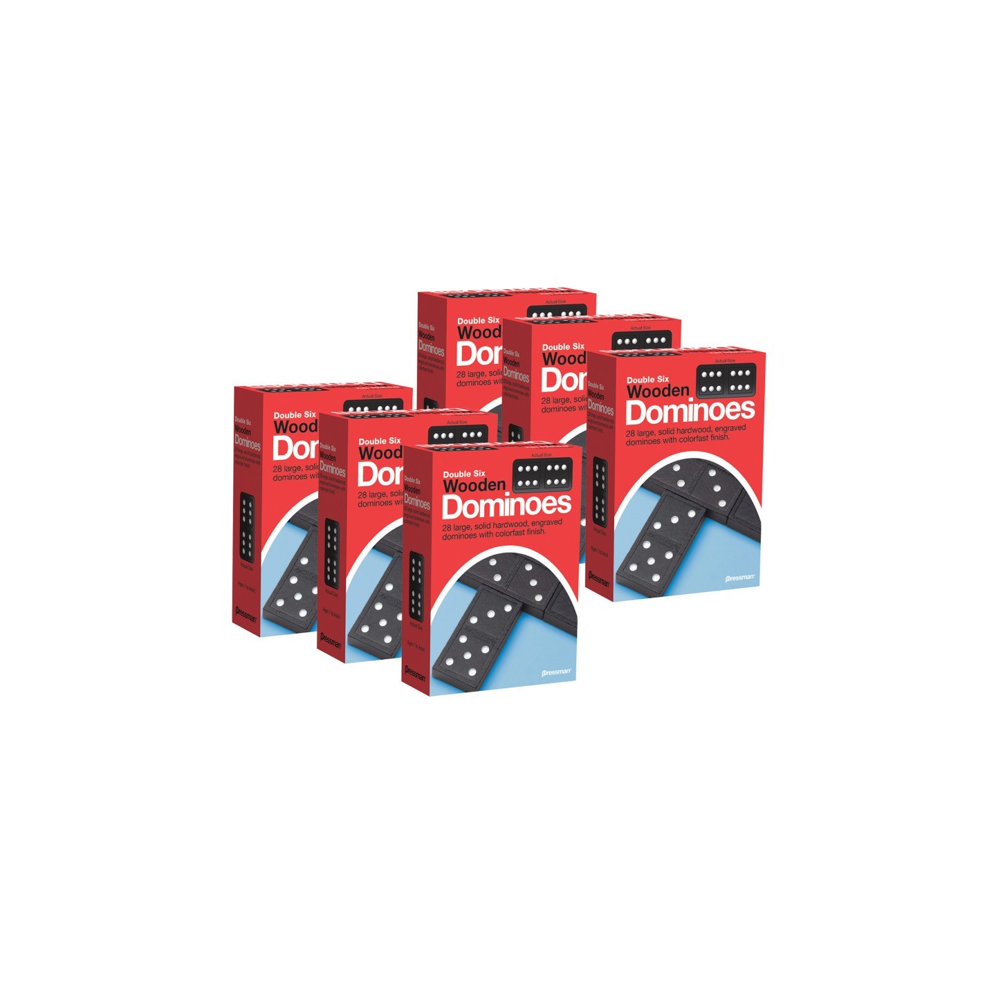 Pressman Double Six Wooden Dominoes Game, 6 Packs