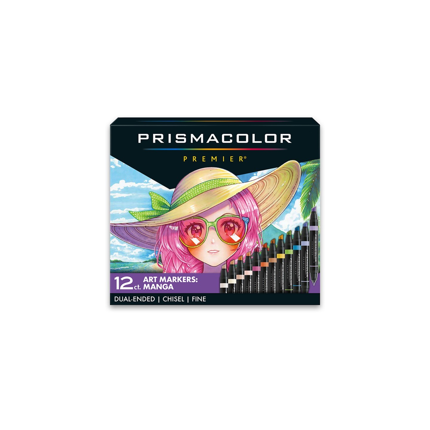 Prismacolor® Premier® Dual-Ended Art Markers, Chisel Tip and Fine Tip, Manga Colors, 12 Count